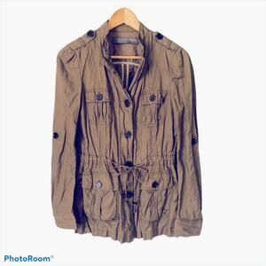 ZARA Parachute Cargo Jacket Women's Lightweight Utility Small Army Green Boho